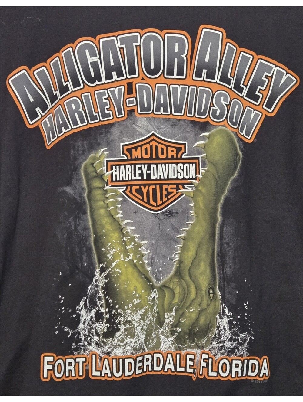 Harley Davidson Alligator Alley Fort Lauderdale Graphic T Shirt Black 2XL 2011